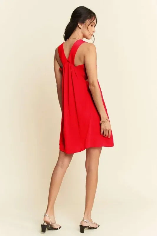 Davi & Dani Washed Satin Cutout Skirt Bandeau Mini Dress - DAVERRI FASHIONS