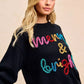 BiBi Tinsel Lettering Christmas Sweater - DAVERRI FASHIONS
