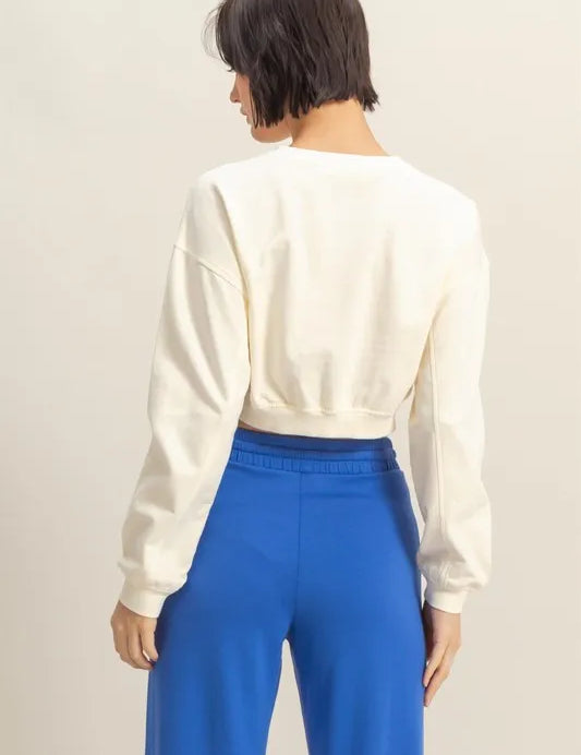 HYFVE Crew Neck Long Sleeve Crop Sweatshirt | Daverri Fashions