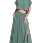 Zenana Heavy Woven Span Crop Tee & Skirt Set Outfit Sets