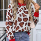Leopard Round Neck Long Sleeve Sweater - DAVERRI FASHIONS