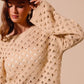 SO ME Geometric Pattern Open Knit Lightweight Sweater