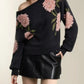 Floral Boat Neck Long Sleeve Sweater - DAVERRI FASHIONS