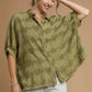 Umgee Jacquard Heart Collared Shirt OLIVE GREEN Shirts