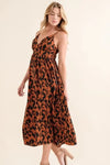 And The Why Leopard Print Plunge Maxi Dress - DAVERRI FASHIONS
