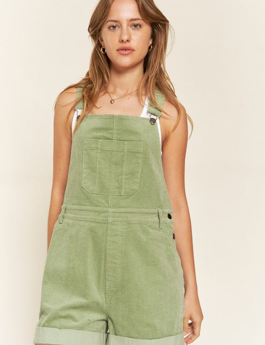 Adjustable Shoulder Straps Corduroy Shortalls Shortalls