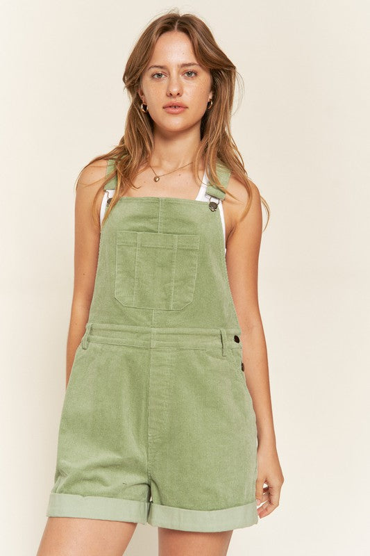 Adjustable Shoulder Straps Corduroy Shortalls Shortalls