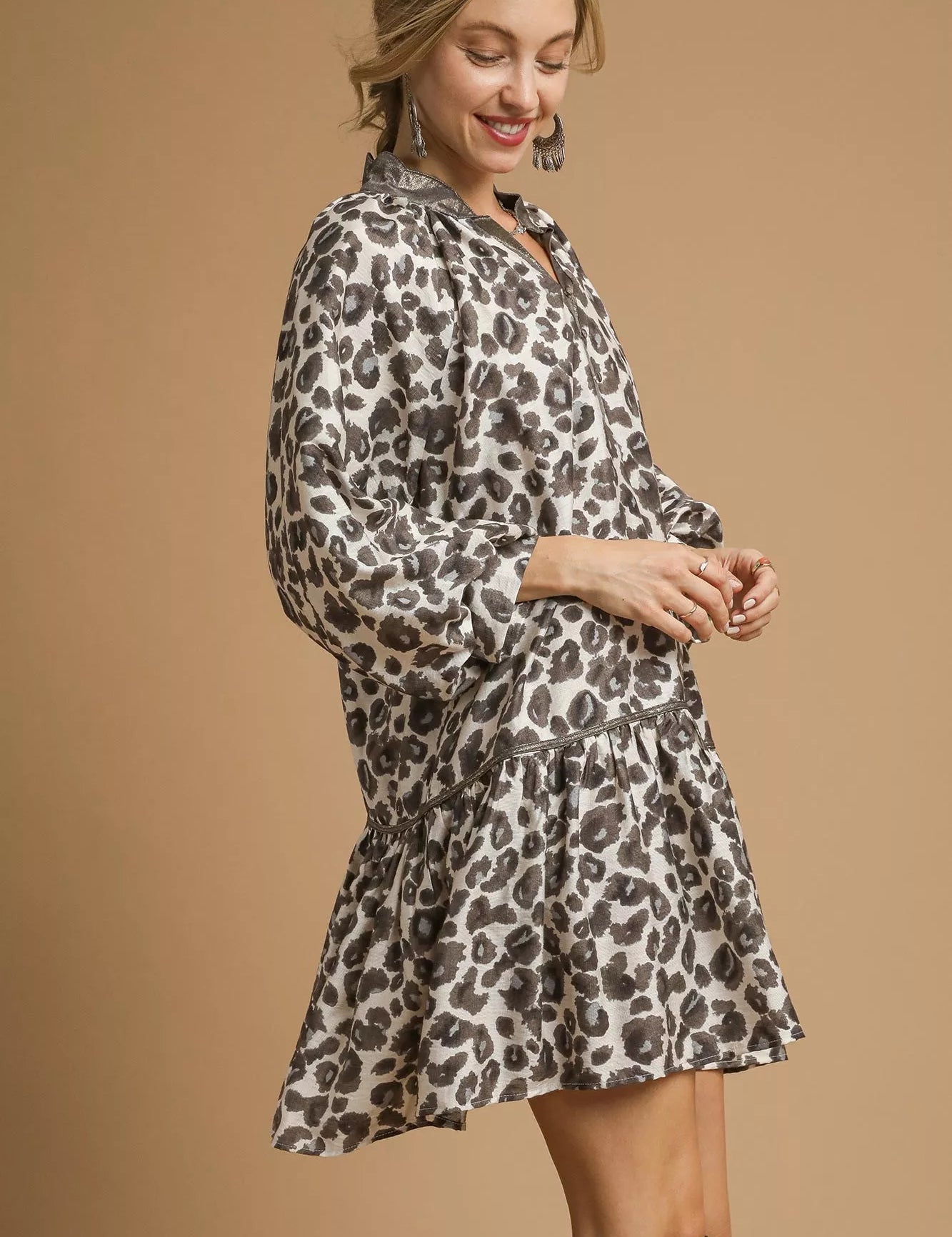 Umgee Leopard Print Tiered Mini Dress | Mini Dresses Daverri Fashions