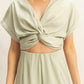 HYFVE Twisted Front Short Sleeve Top and Wide Leg Pants Set Pants