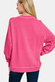 Zenana Full Size Pigment Dyed French Terry Sweatshirt | Sweatshirts Daverri Fashions