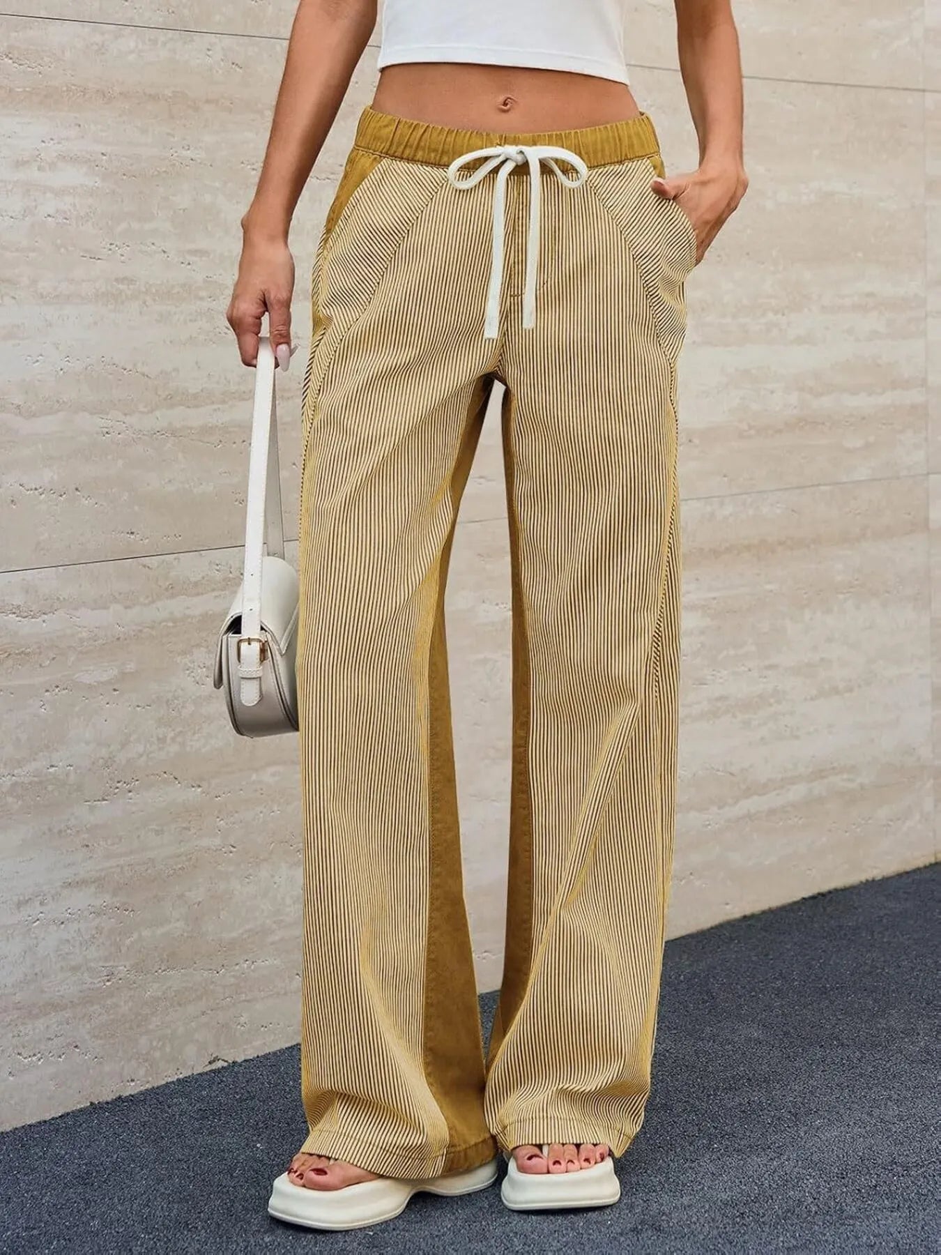 Striped Wide Leg Jeans | Pants Daverri Fashions