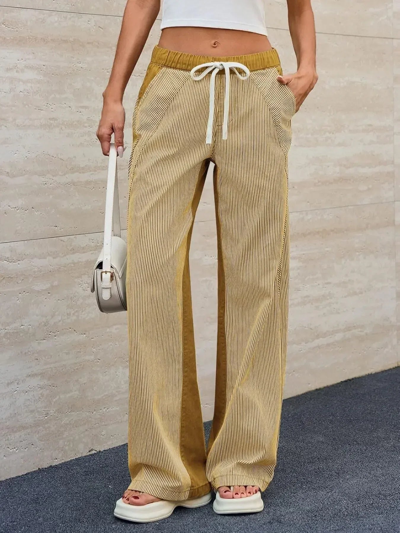 Striped Wide Leg Jeans - DAVERRI FASHIONS