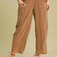 Umgee Elastic Waist Baggy Fit Pants with Pockets Caramel Pants