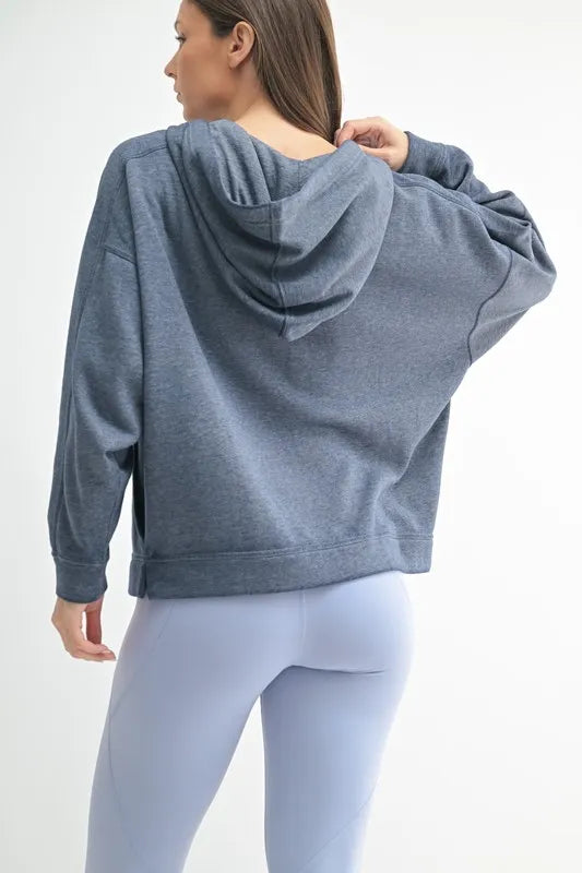 MONO B Drift Burnout Fleece Snap Hoodie