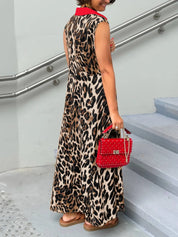 Plus Size Leopard Print Sleeveless Maxi Dress | Maxi Dresses Daverri Fashions