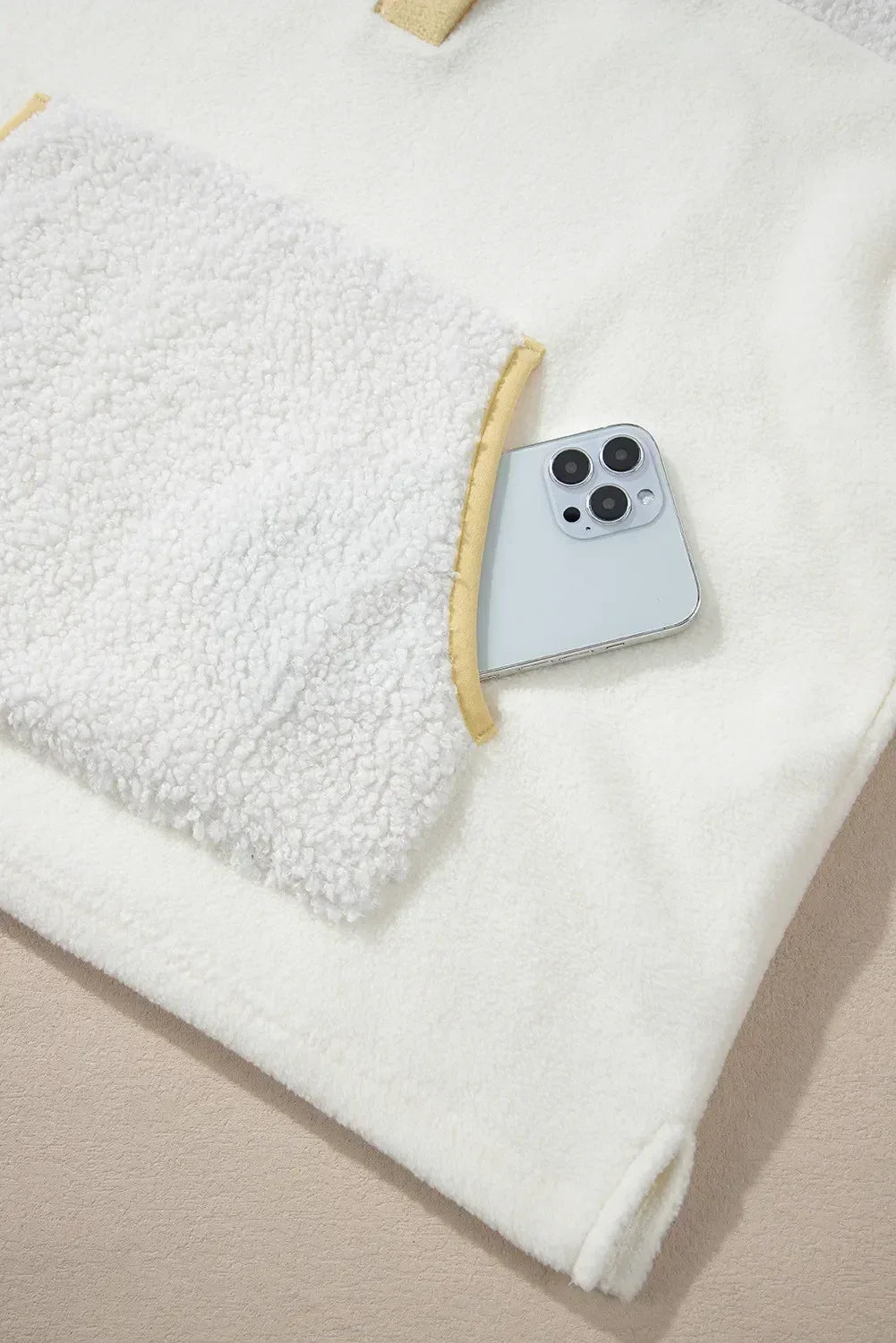 Mock Neck Long Sleeve Sherpa Sweatshirt - DAVERRI FASHIONS