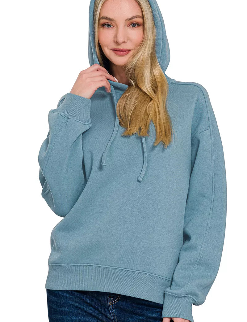 Zenana Drawstring Relaxed Fit Fleece Hoodie | Hoodies Daverri Fashions