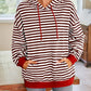 Lovelet Drawstring Striped Long Sleeve Hoodie - DAVERRI FASHIONS