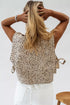 Women’s beige leopard print tie-side sleeveless tank top