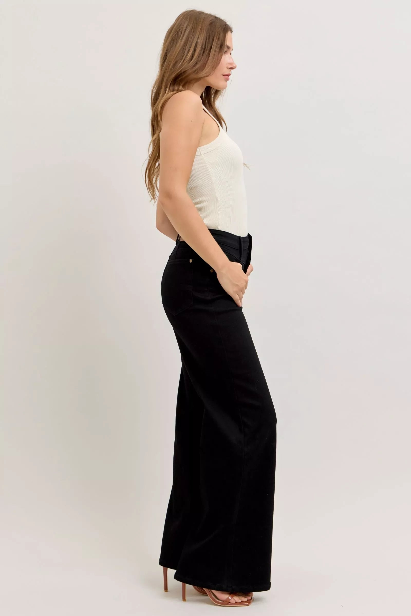 Black Judy Blue high-waisted wide-leg jeans trousers