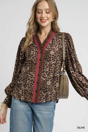 Olive Umgee Ruffle Trim Leopard Print Shirt | Shirts Daverri Fashions