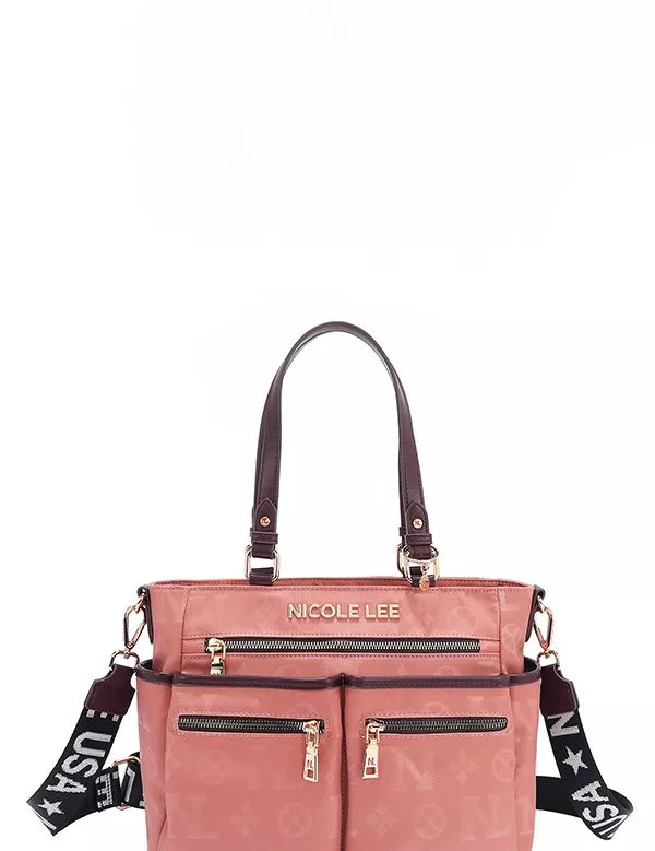 PINK One Size Multi-Compartment Convertible Tote Bag | Handbags Daverri Fashions