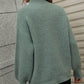 Daverri mint green ribbed turtleneck balloon sleeve pullover sweater