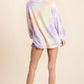 BiBi Tie Dye French Terry V-Neck Top with Puff Sleeves - DAVERRI FASHIONS