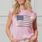 BiBi pink sleeveless knit top with sequined American flag design