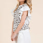 Lime 'N' Chili Ribbed Leopard Print Ruffle Detail Sleeveless Top