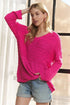 ADORA V-Neck Drop Shoulder Long Sleeve Sweater - DAVERRI FASHIONS