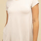 Flowy Round Hem Rayon Short Sleeve Top SAND BEIGE T-Shirts