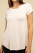 Flowy Round Hem Rayon Short Sleeve Top SAND BEIGE T-Shirts