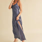 Aemi + Co Ruched Side Slit Cutout Back Maxi Cami Dress Cami Dresses