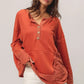 BiBi French Terry Knit Side Block Buttoned Henley Top - DAVERRI FASHIONS
