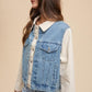 Annie Wear Collared Neck Double Placket Denim Jacket - DAVERRI FASHIONS