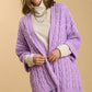Umgee Full Size Cable Knit Open Front Long Sleeve Cardigan - DAVERRI FASHIONS