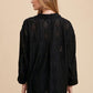 Annie Wear Openwork Button Down Drop Shoulder Shirt Tops