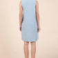 Lime N Chili sleeveless light blue denim pintuck midi dress