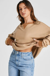 Waffle-Knit Long Sleeve Sweatshirt | Sweatshirts Daverri Fashions