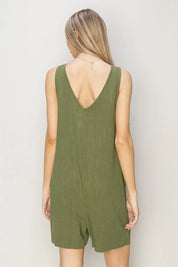 HYFVE V-Neck Sleeveless Romper with Pockets | Rompers Daverri Fashions