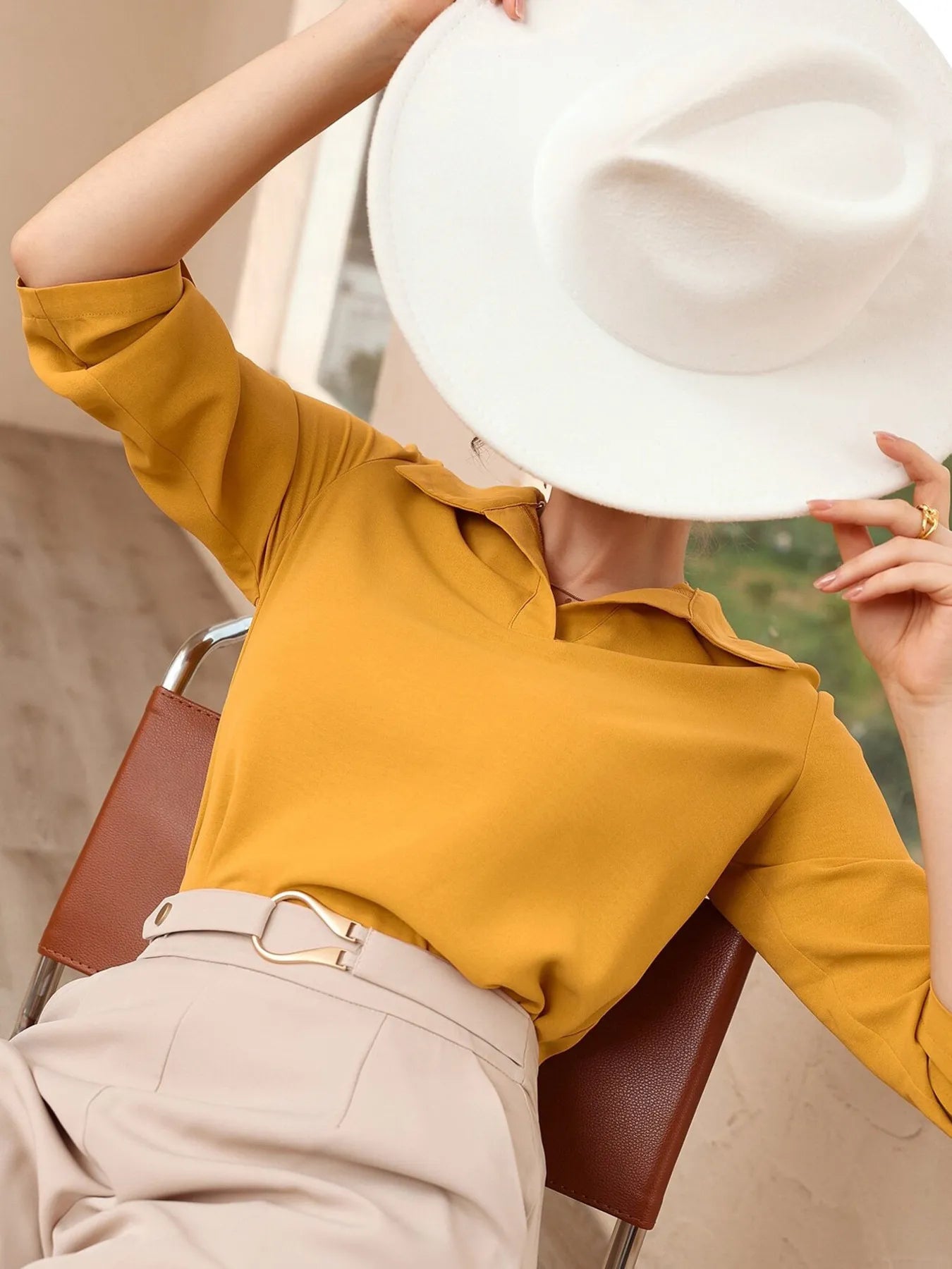 Collared Neck Half Sleeve Blouse | Blouses Daverri Fashions