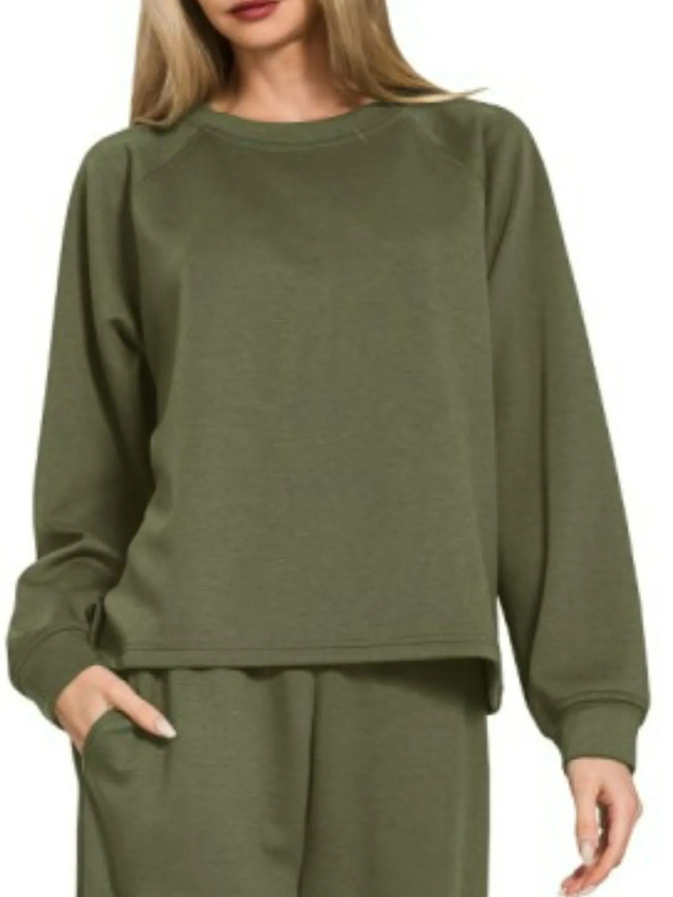 Zenana Scuba Crewneck Sweatshirt and Pants Set Outfit Sets