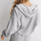 Gray Exposed Seam Dropped Shoulder Hoodie with frayed hem