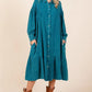 Mittoshop Mineral Wash Cotton Gauze Ruffle Midi Shirt Dress Midi Dresses