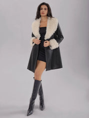 Fuzzy Long Sleeve Longline Coat | Jackets Daverri Fashions