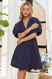 ADORA Puff Sleeve Floral Dress Royal Blue | Mini Dresses Daverri Fashions