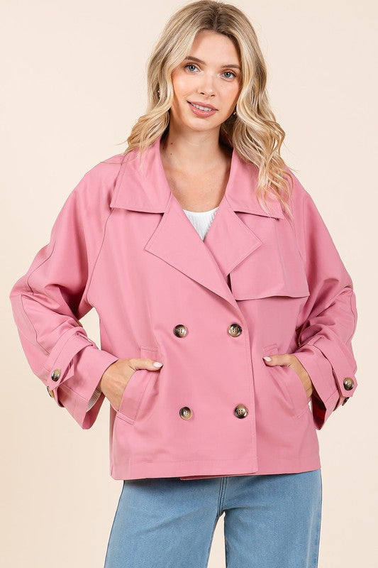 Mittoshop Double Breasted Long Sleeve Trench Coat Jacket Jackets