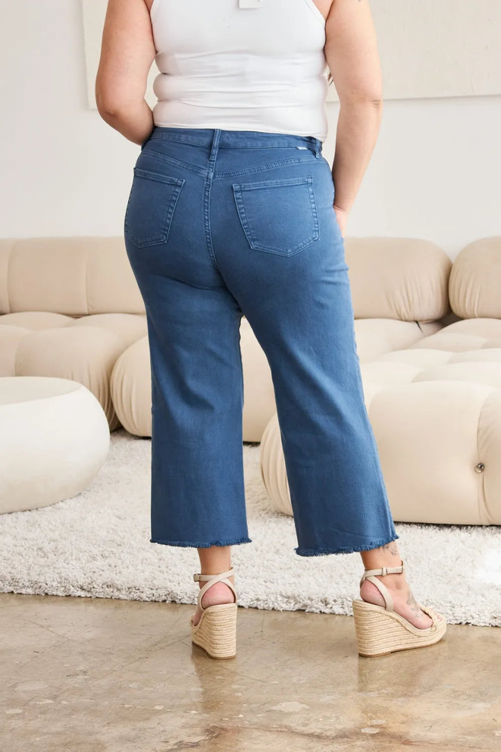 RFM Crop Chloe Tummy Control High Waist Raw Hem Jeans Jeans