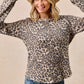 BiBi Leopard Print Washed Waffle Thermal Top with Thumb - DAVERRI FASHIONS